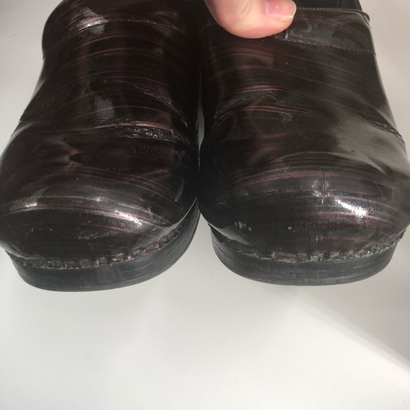 DANSKO Professional Clog Black Patent Multicolor Maroon Stripe Slip On 41 10.5 - Picture 6 of 10